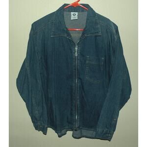 Ellemenno Women’s LS Zipper Front Shirt Top Medium Denim Blue